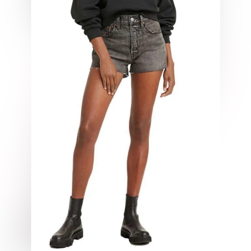 Levi 501 Original Black/Grey Denim Shorts, Size W24, 0/1, Excellent Condition!🖤